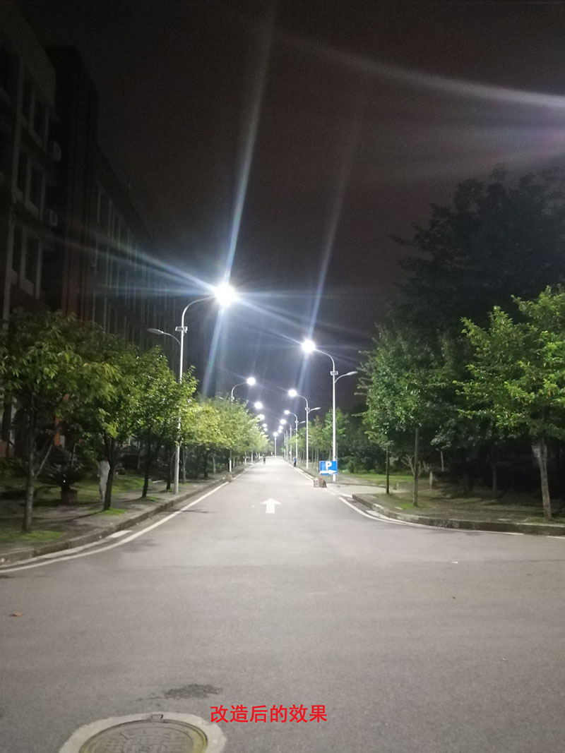 貴州某高校為本校區(qū)內(nèi)600多盞路燈更換LED燈頭及加裝太陽能LORA調(diào)光控制模塊，達(dá)到了節(jié)能和智能控制的目的。(圖9)